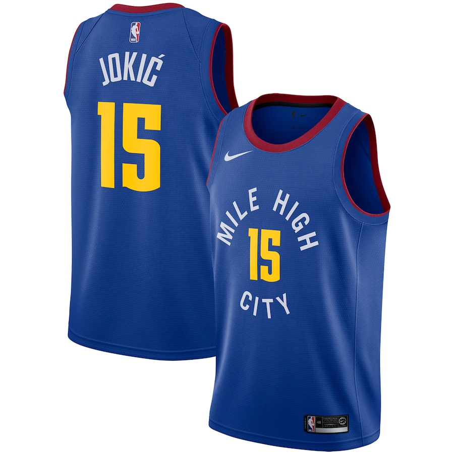 Men's Denver Nuggets Blue #15 Nikola Jokic Icon Edition Stitched Jersey